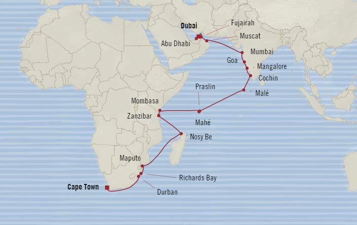 大洋邮轮 oceania cruises 诺蒂卡号 nautica 迪拜到开普敦时间的奇迹